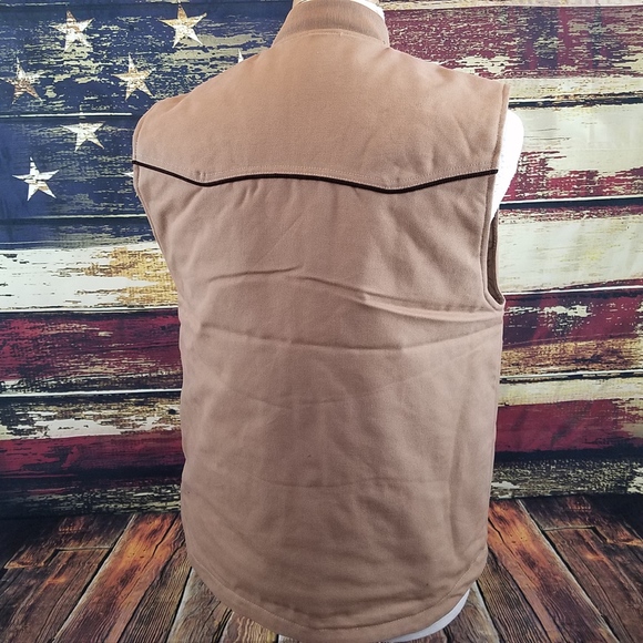 WYOMING TRADERS INSULATED MOUNTAIN CANVAS COWBOY VEST - TAN - Picture 5 of 8